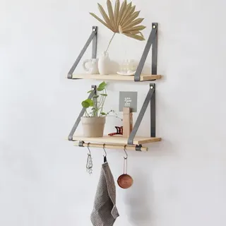 رفوف حائط عائمة من Home Gallery بجلد صناعي