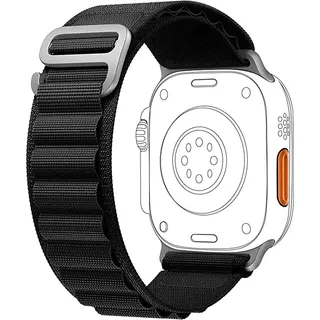 سوار نايلون منسوج أسود لساعة Apple Watch مقاسات متعددة