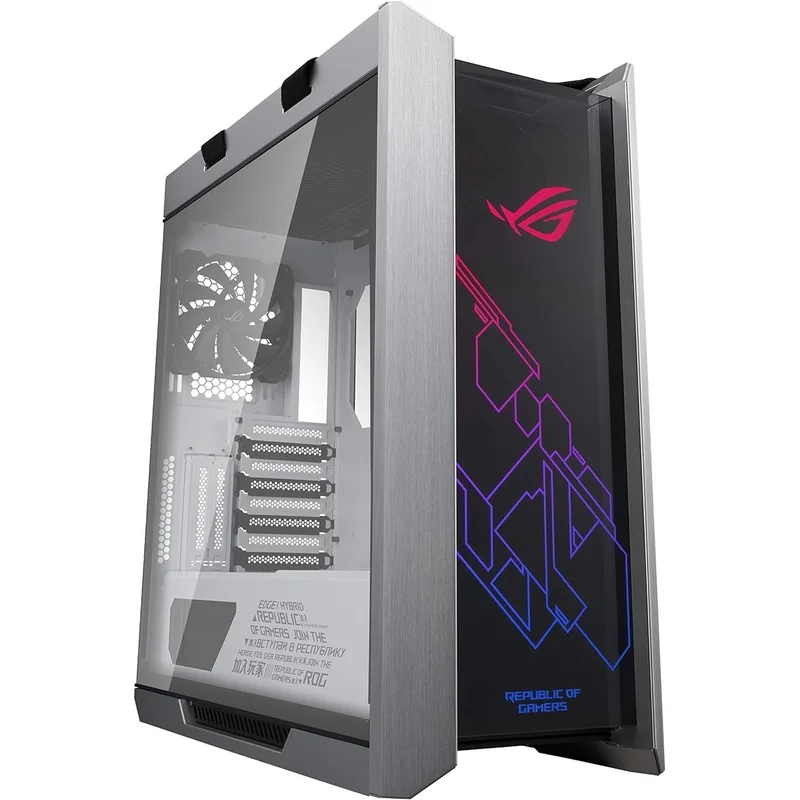 كيس كمبيوتر ASUS ROG Strix Helios أبيض مزود بثلاثة ألواح زجاجية