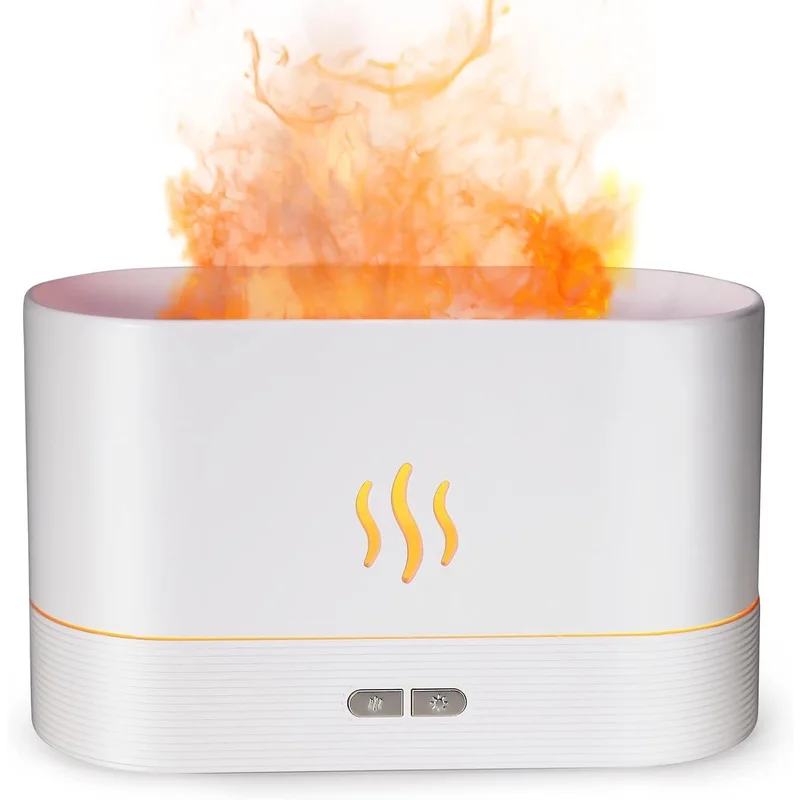 Essential Oil Diffuser, Flame Simulation Mist Humidifier, 180ml Aroma Diffuser, 2 Brightness Levels