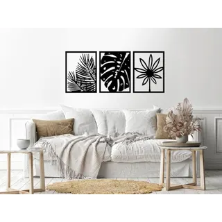 ستيكر حائط أوراق 3 ألواح أسود من Home Gallery