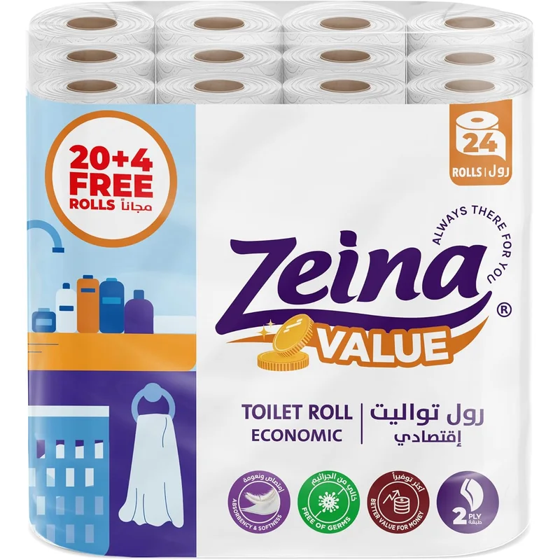 مناديل تواليت اقتصادية من Zina عدد 24 لفة