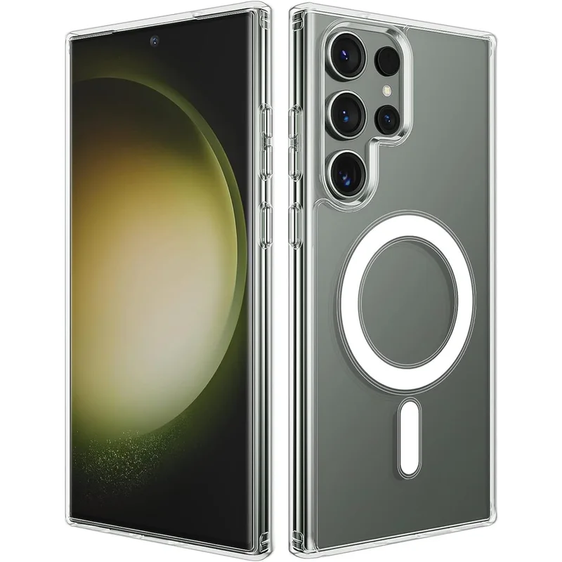 جراب سامسونج S22 Ultra شفاف رفيع متوافق مع الشحن اللاسلكي MagSafe