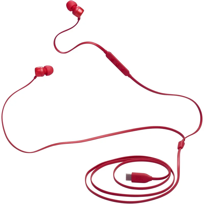سماعات أذن سلكية من JBL باللون الأحمر