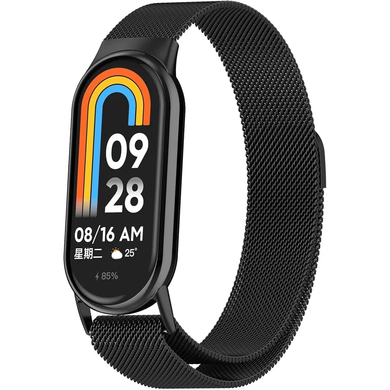 سوار شبكي ستانلس ستيل متوافق مع Xiaomi Mi Band 8
