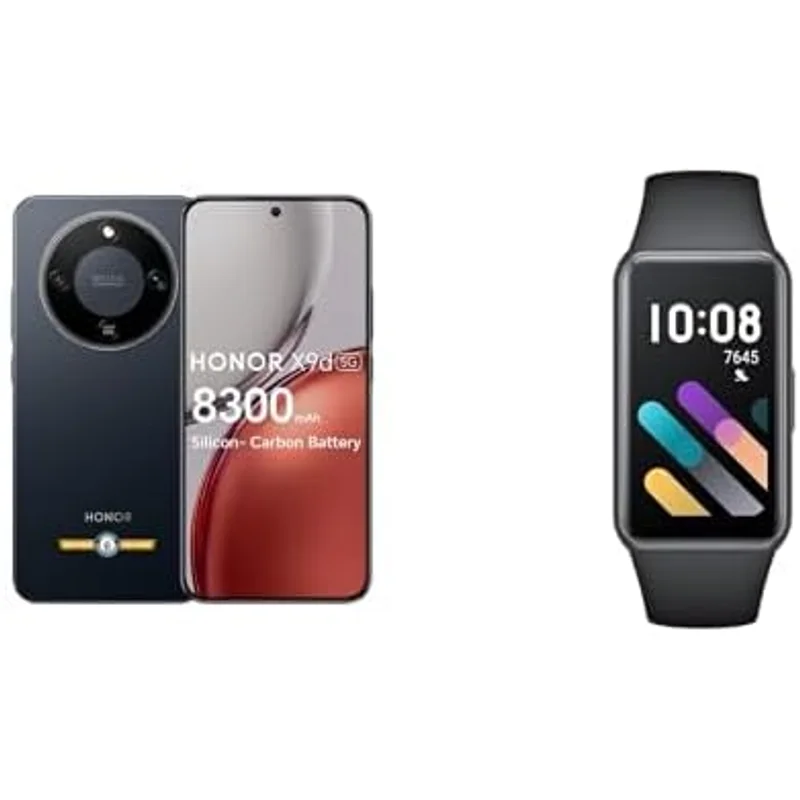هاتف HONOR X9d 5G بذاكرة 256 جيجا ورام 8 جيجا أسود مع ساعة هونر