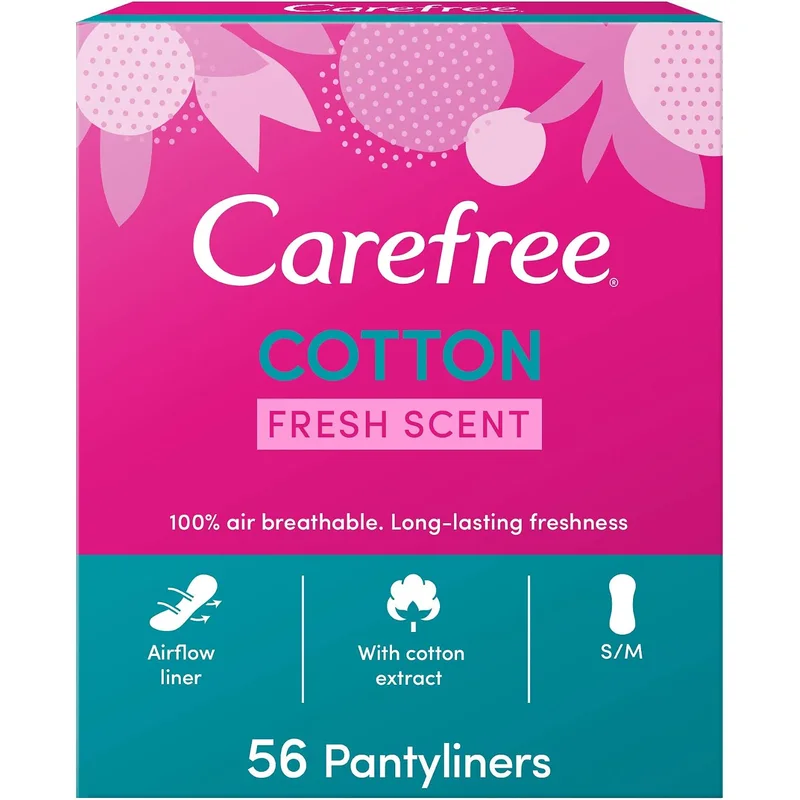 فوط يومية قطنية منعشة من Carefree - 56 قطعة