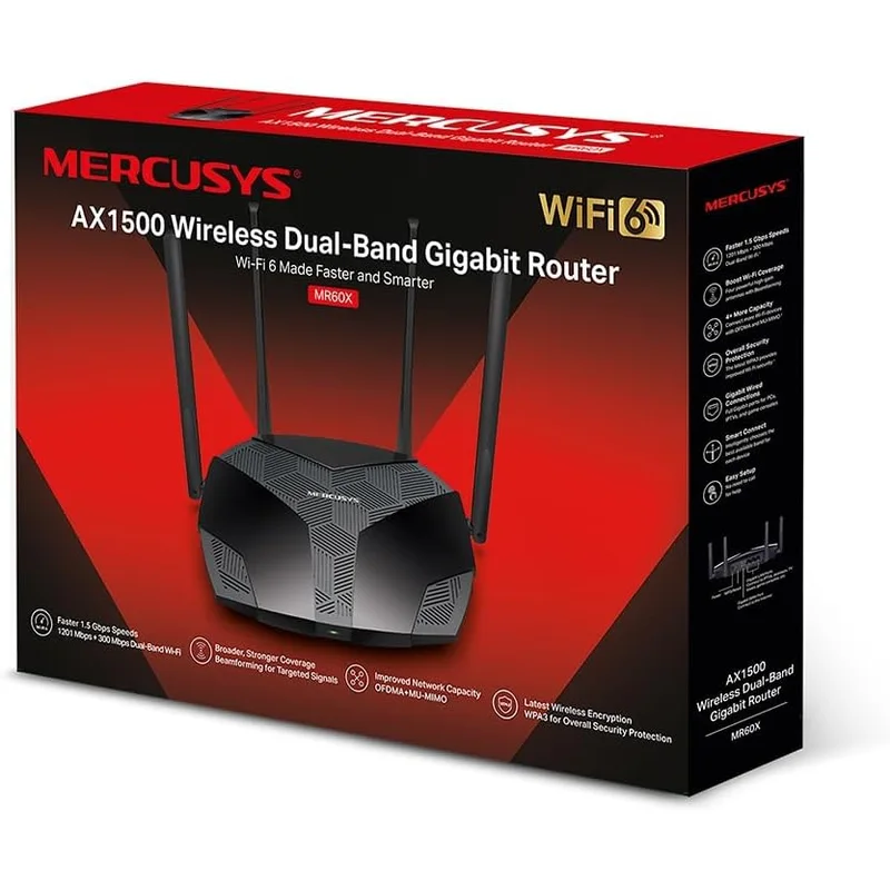 راوتر Mercusys MR60X WiFi 6 بسرعة 1500 ميجابت