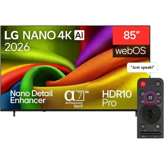 تلفزيون LG نانو ذكي 85 بوصة بدقة 4K UHD مع ريموت سحري