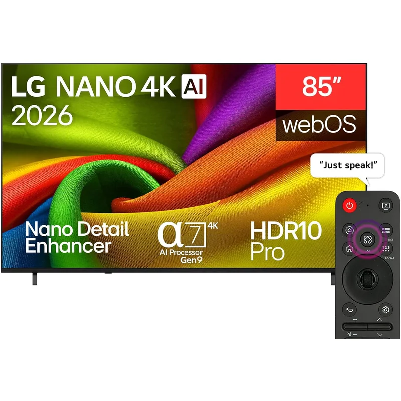 تلفزيون LG نانو ذكي 85 بوصة بدقة 4K UHD مع ريموت سحري