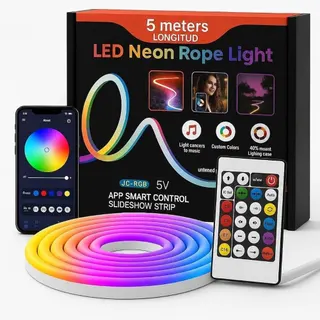 شريط إضاءة LED ذكي RGB بطول 5 متر مع تحكم عن بعد