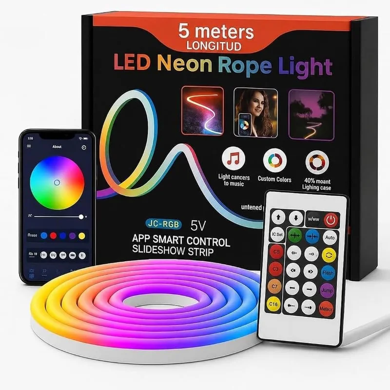 شريط إضاءة LED ذكي RGB بطول 5 متر مع تحكم عن بعد