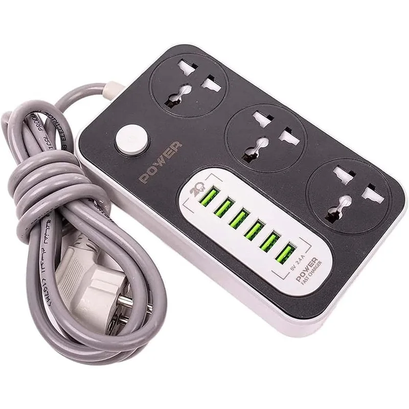 شريط كهرباء مع 3 مقابس و6 منافذ USB من G-Power