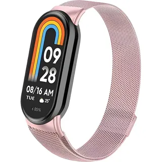 سوار شبكي ستانلس ستيل متوافق مع Xiaomi Mi Band 8