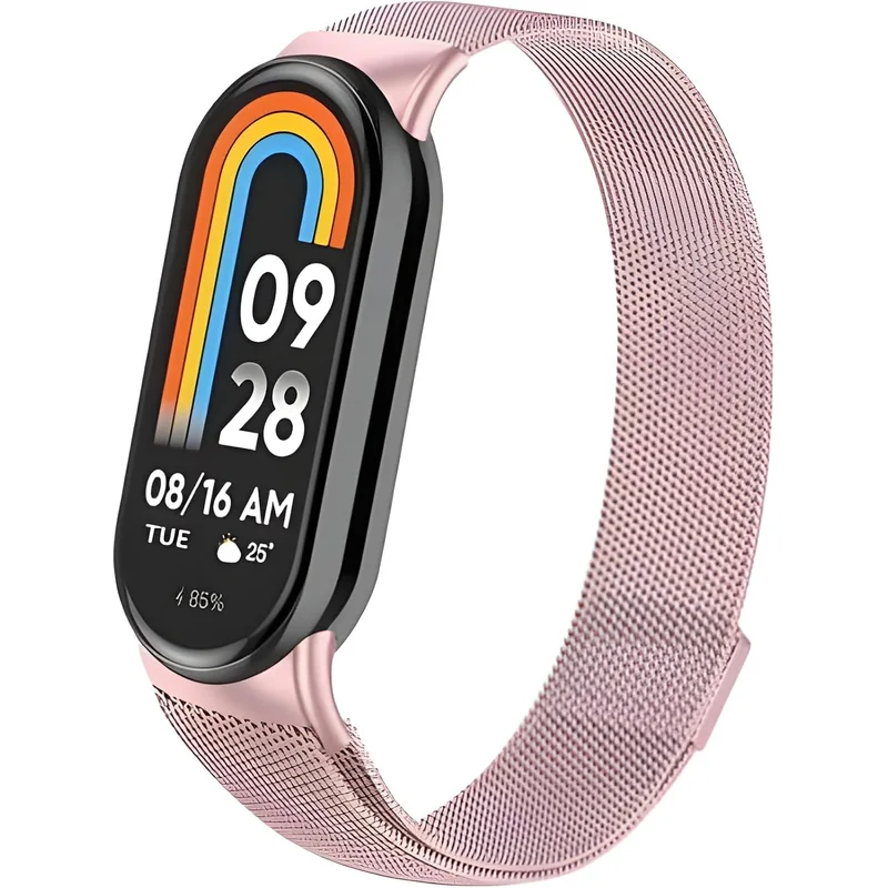سوار شبكي ستانلس ستيل متوافق مع Xiaomi Mi Band 8