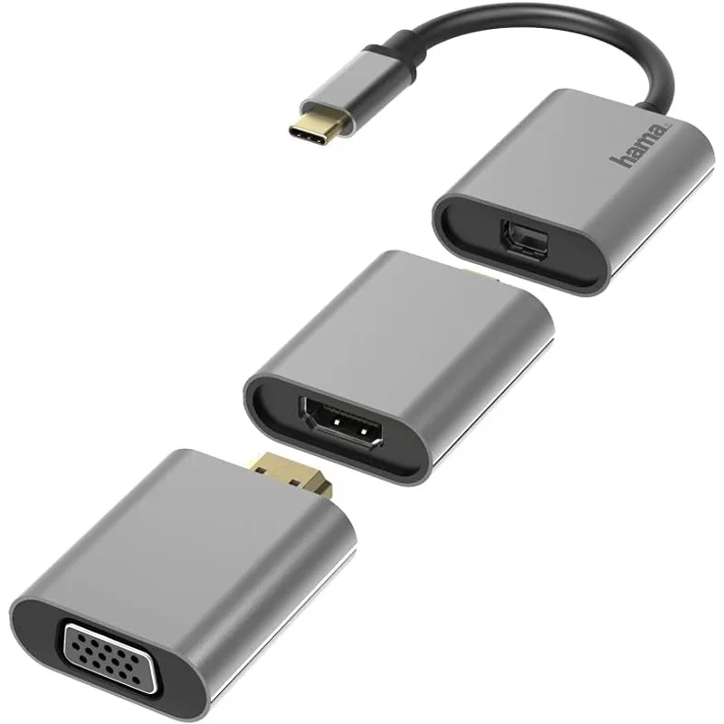 محول فيديو Hama 6 في 1 بمنافذ USB-C وHDMI وVGA