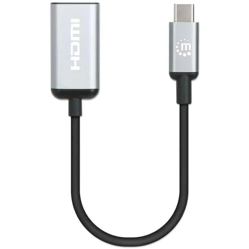 محول USB-C إلى HDMI من Manhattan أسود لتوصيل الشاشات