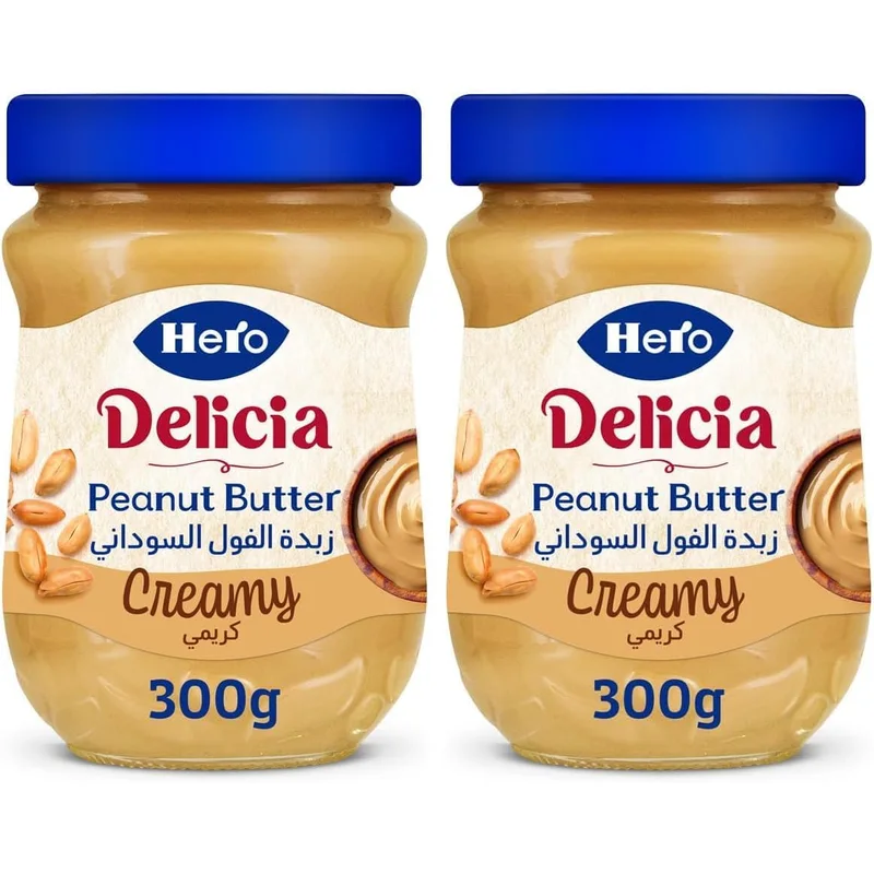 زبدة فول سوداني Hero Delicia - عبوة 300 جم (قطعتان)