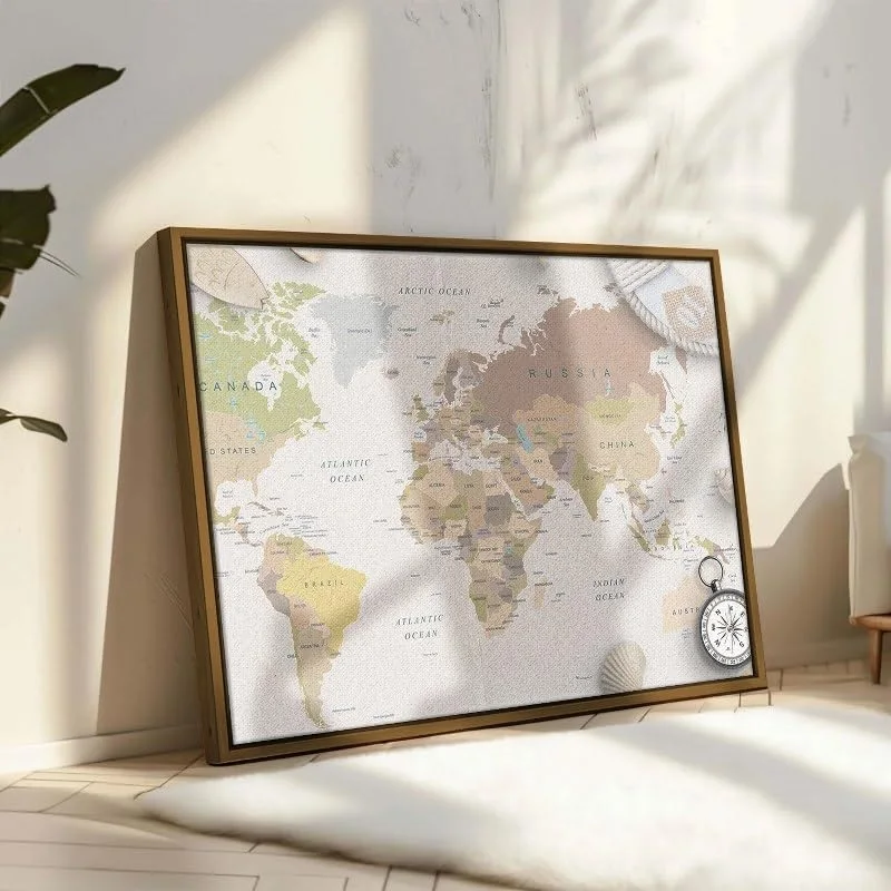 لوحة حائط مؤطرة بخريطة العالم من Home Gallery 90x60