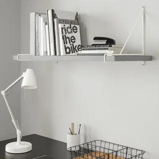 رف حائط سويدي من Home Gallery مقاس 100×30 سم رمادي