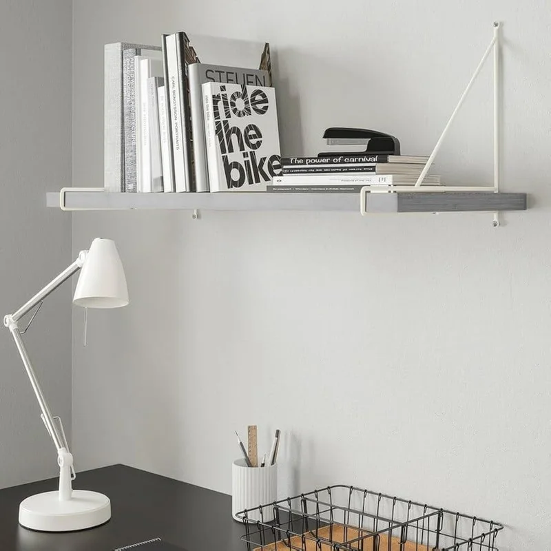 رف حائط سويدي من Home Gallery مقاس 100×30 سم رمادي