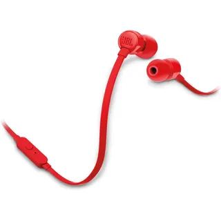 سماعات JBL T110 السلكية عالية الباس مع ميكروفون - أحمر