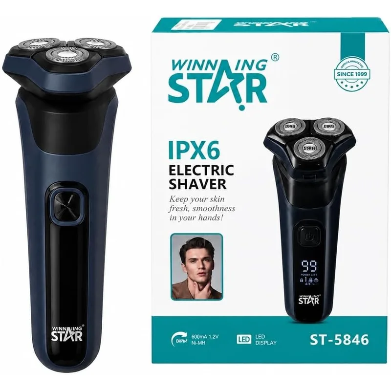 ماكينة حلاقة كهربائية مقاومة للماء من Winning Star ST-5846 مع شاشة LED