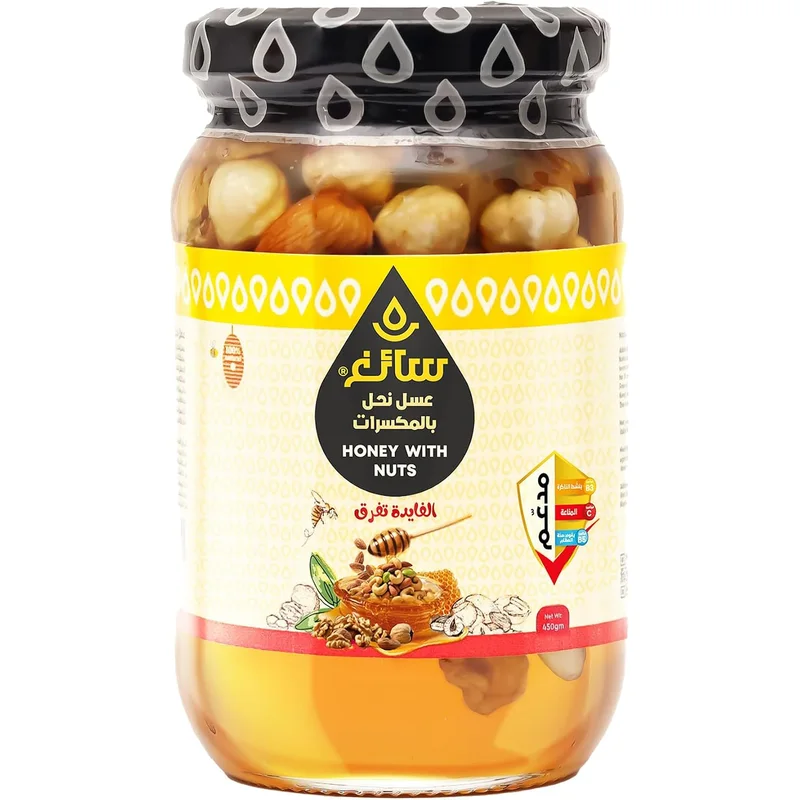 عسل سائغ الطبيعي مع مكسرات مشكلة 450 جرام