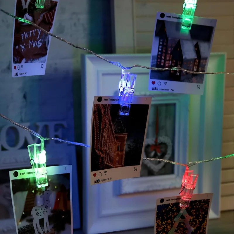 أضواء LED تعمل بالبطارية مع مشبك صور من Portal