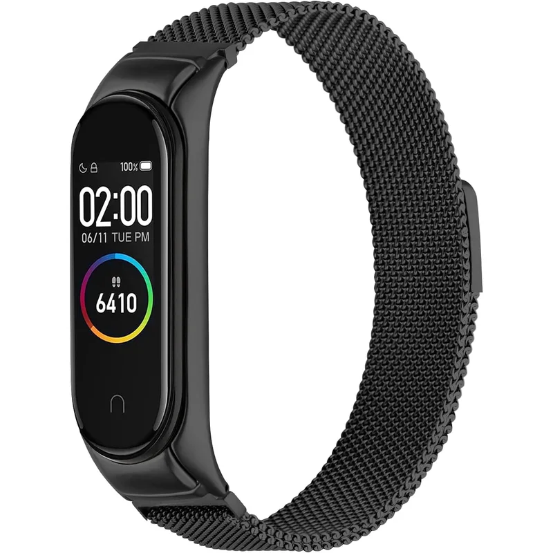 سوار معدني من الستانلس ستيل متوافق مع Xiaomi Mi Band 4/3