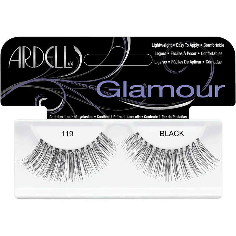 رموش صناعية سوداء من Ardell Glamour 119 خفيفة وقابلة للاستخدام