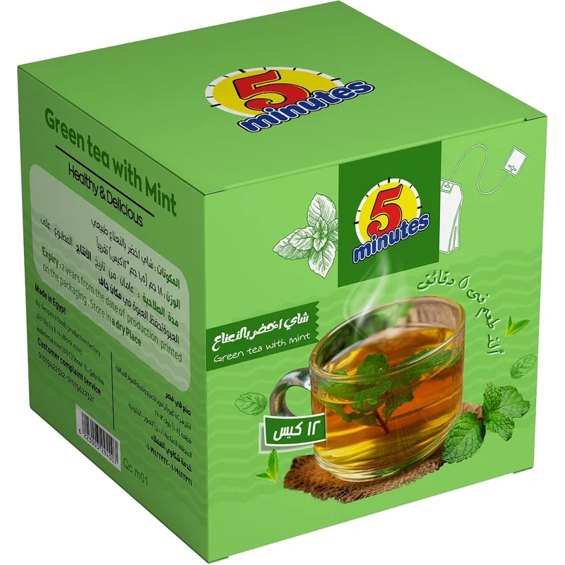 شاي أخضر بالنعناع من 5 مينتس - 12 كيس (18 جرام)