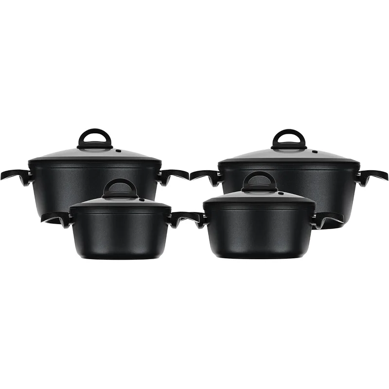 طقم أواني طهي جرانيت 4 قطع من Cookin باللون الأسود