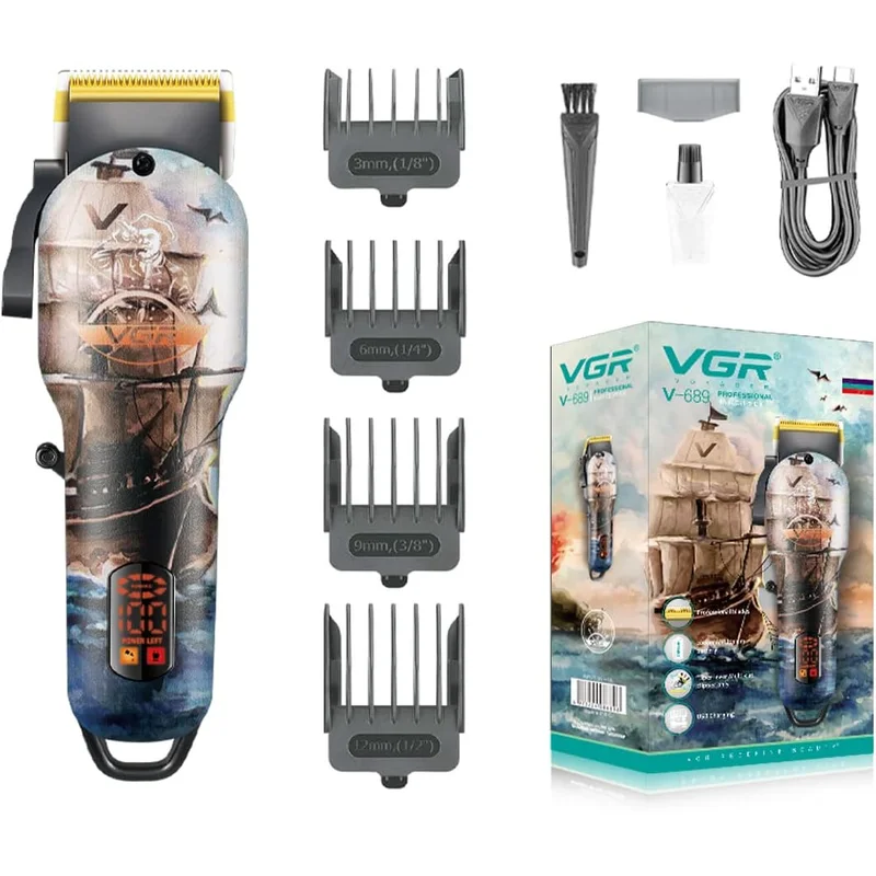 ماكينة حلاقة احترافية لاسلكية V-689 من VGR بشاشة LED