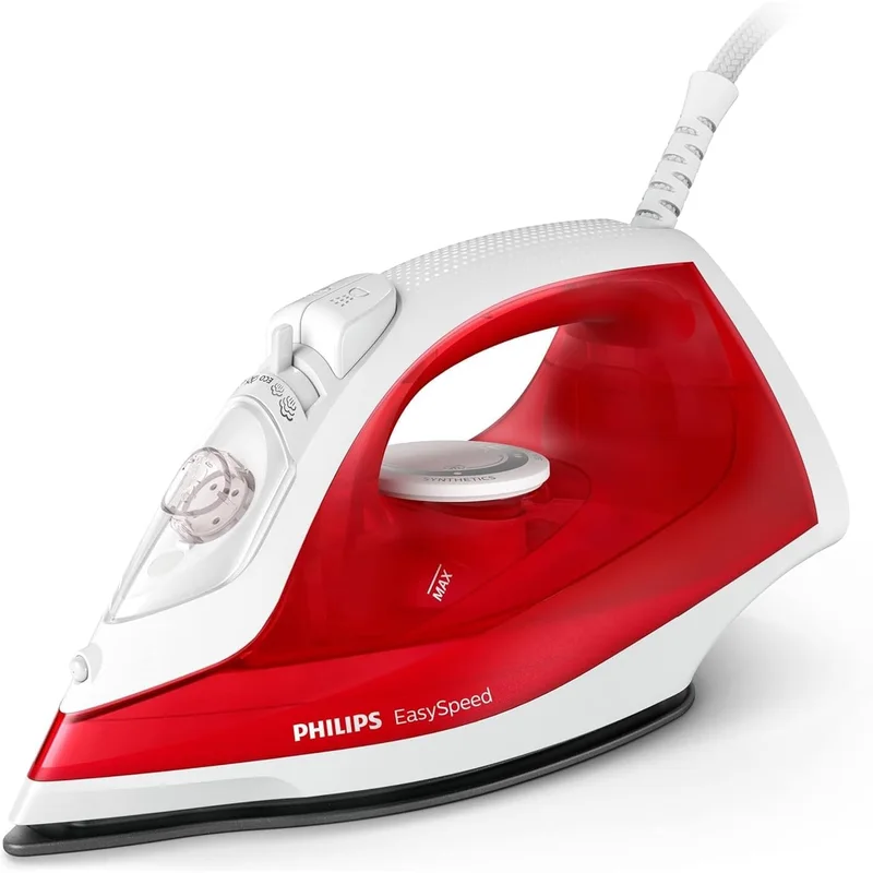 مكواة بخار من Philips بقاعدة غير لاصقة - أحمر