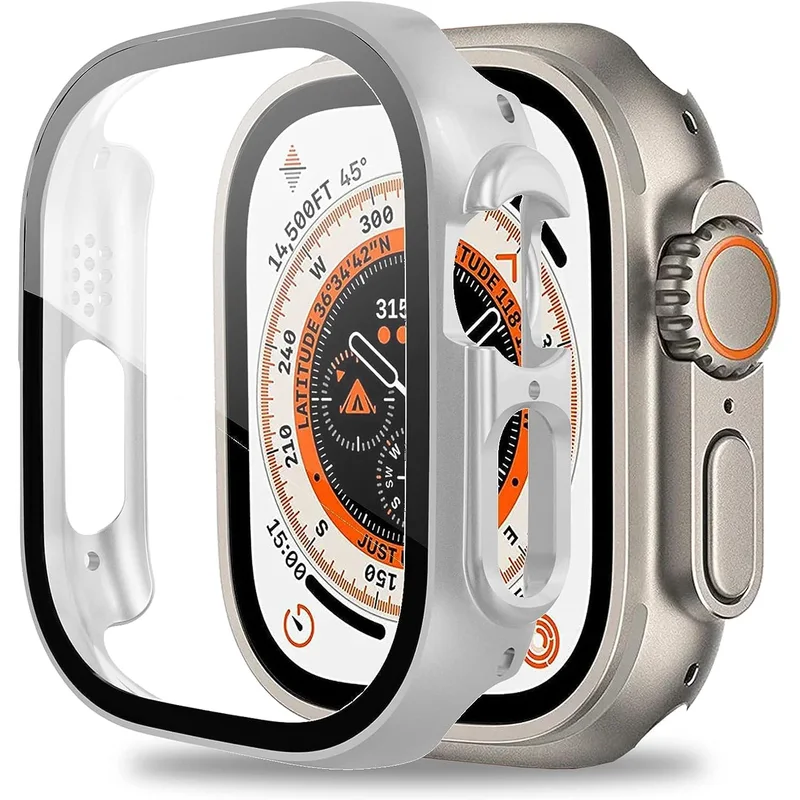 واقي شاشة وحماية لساعة Apple Watch Ultra 49mm - فضي
