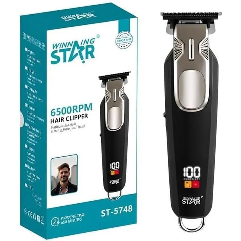 ماكينة حلاقة شعر احترافية من Winning Star ST-5748 قابلة للشحن مع شاشة LED
