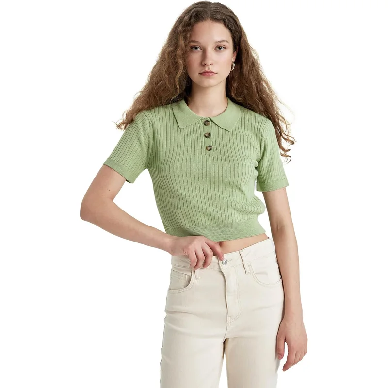 بلوفر تريكو بولو نصف كم حريمي من DeFacto