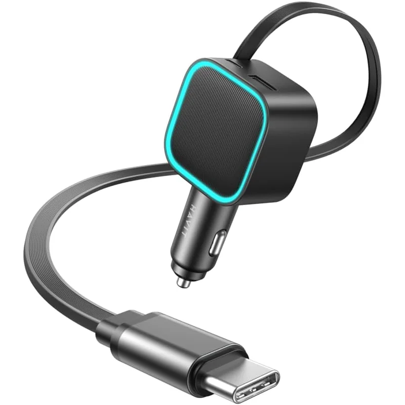 شاحن سيارة HAVIT 45W مع كابل Type-C سريع الشحن