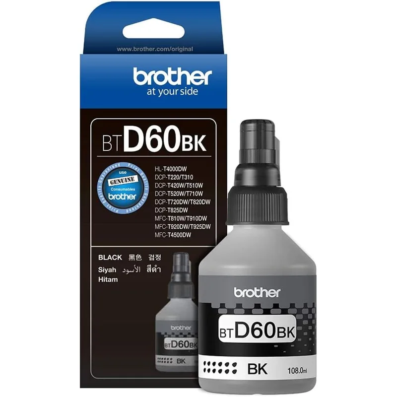 حبر Brother أصلي BTD60BK أسود عالي الإنتاجية 108 مل