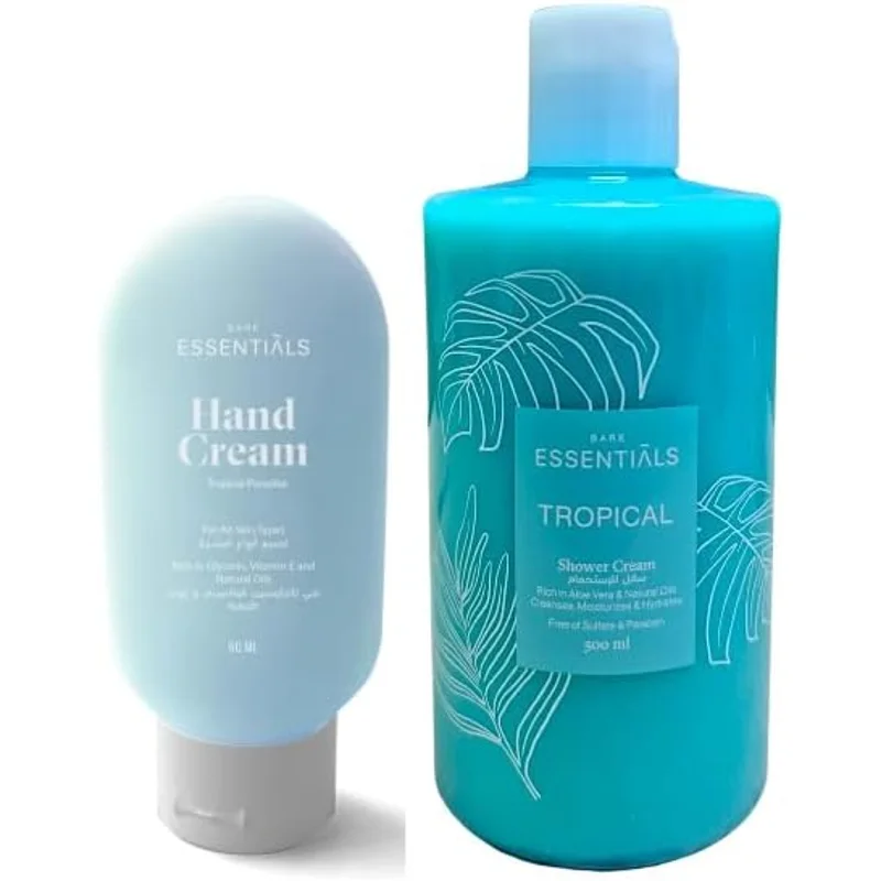 مجموعة جل استحمام وكريم يد تروبيكال من Essentials