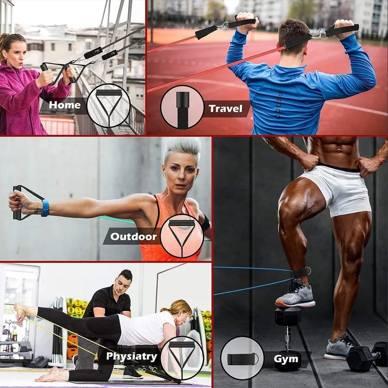 طقم تمارين مقاومة TRUE FIT - 11 قطعة مع دليل عربي وإنجليزي