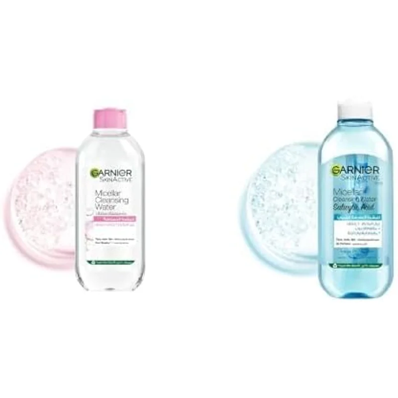 طقم تنظيف البشرة من Garnier: ماء ميسيلار 400 مل + 80 قرص قطن