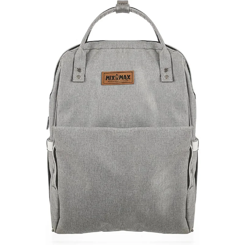 Mix&Max Polyester Baby Diaper Backpack With Stroller Straps For Unisex-Light Grey