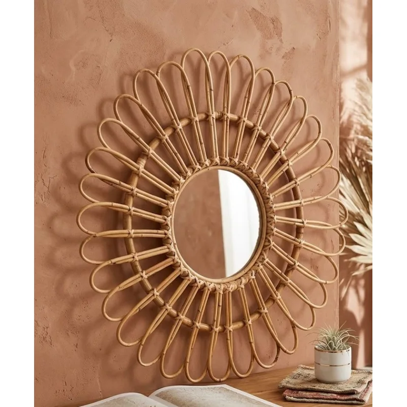 مرآة بامبو دائرية 80 سم من Macrame Store