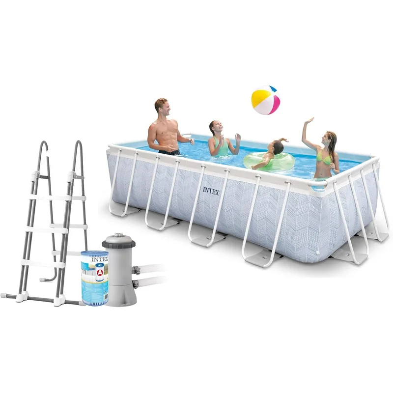 Intex 4m x 2m x 1m Chevron Prism Rectangular Pool Set, Set-up Size: 4m x 2m x 1m (26780NP)