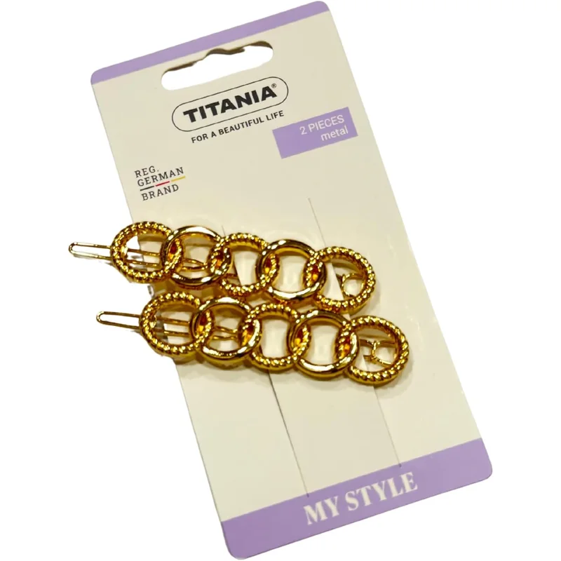 مشابك شعر معدنية ذهبية من Titania قطعتين