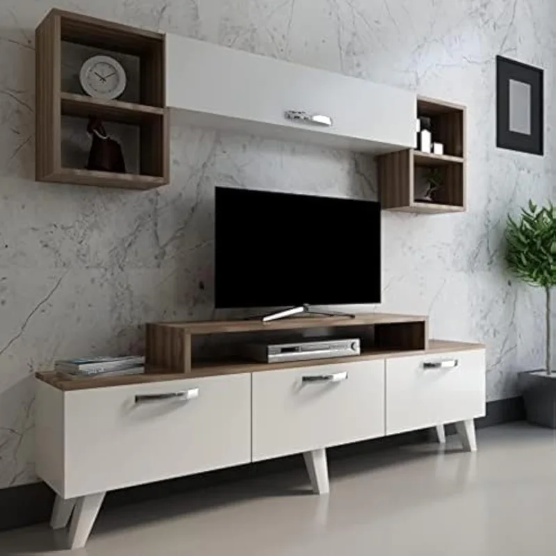 وحدة تلفزيون دومني أبيض وبني موديل t0125