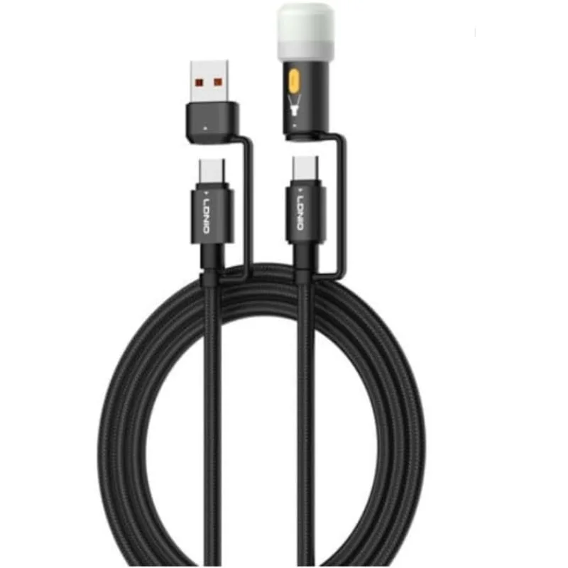 كابل شحن LDNIO LC17 بقوة 65 واط مع إضاءة LED
